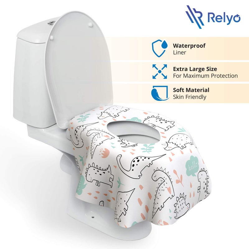 Relyo Toilet Seat Covers Disposable - 20 Pack - Waterproof, Ideal for Kids and Adults - Extra Large, Individually Wrapped for Travel, Toddlers Potty Training in Public Restrooms (Dinosaurs, 20) - Image 2
